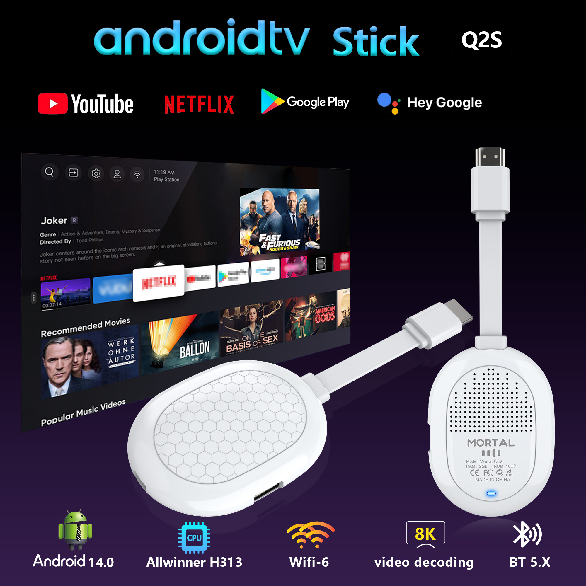 Home Cinema Google - GORĄCY Android 14.0 Allwinner H313 TV