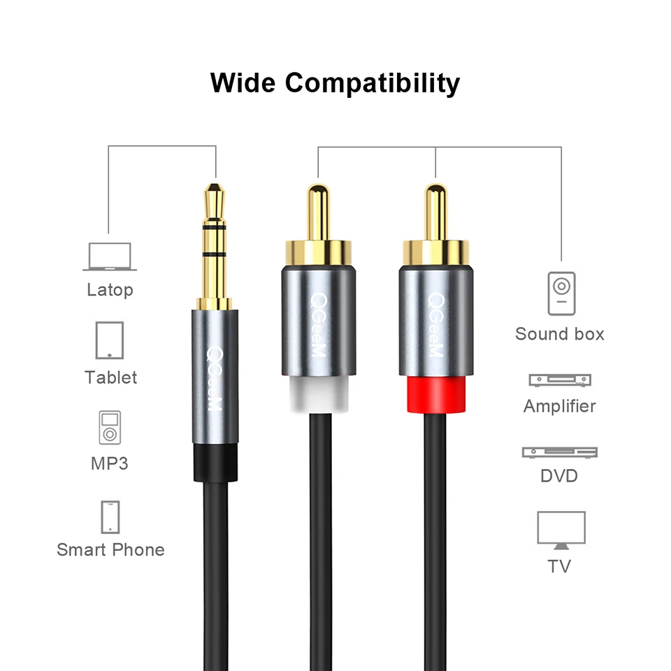 Kabel QGeeM RCA 2RCA do 3.5mm, – Home Cinema Solution recenzja i cena